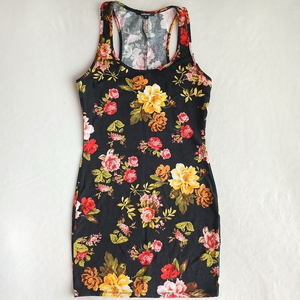 Ambiance Mini Dark Floral Faerie Dress Size JR Medium